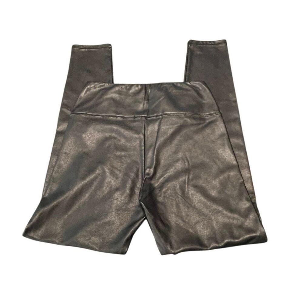 Bagatelle.NYC Women's High Rise Faux Leather Pull-on Leggings Gunmetal Small - Picture 3 of 5
